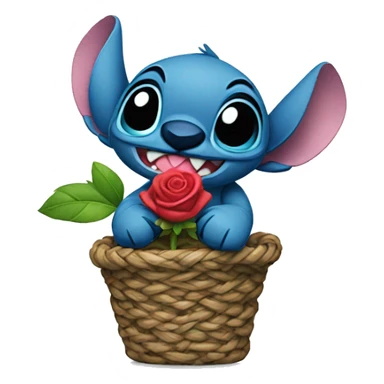 stitch with a rose sticker