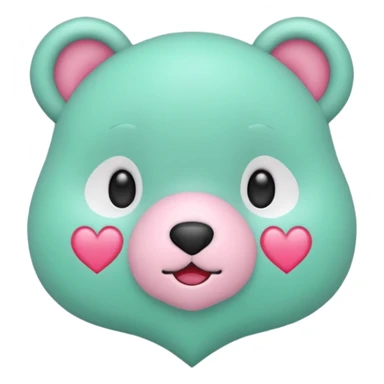 Oso gummy color verde agua  corazón rosa kawaii sticker