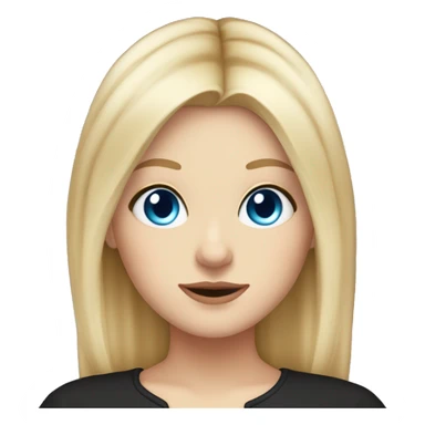 white girl witch shoulder length blonde hair and long curtain bangs and blue eyes sticker