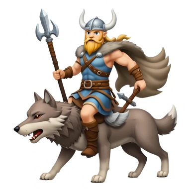 Viking Warrior Riding A Wolf  sticker