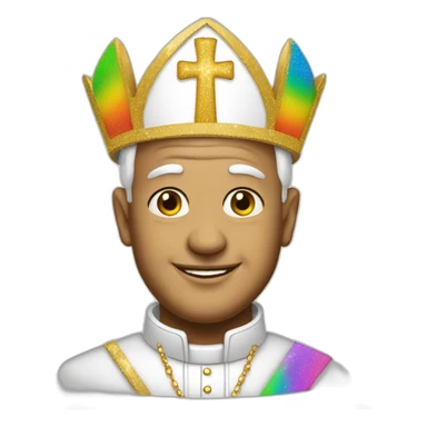 Glittering rainbow pope sticker
