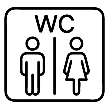 wc sign man & lady with "wc" written and with a box around it sticker