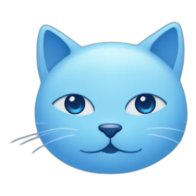 Blue simplistic sketch of a cute cat face sticker