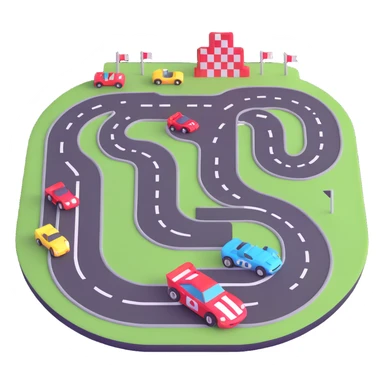 race track with racing cars sticker