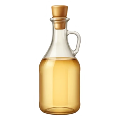clear vinegar bottle with subtle golden tint. sticker
