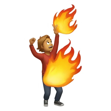 Person throwing fire sticker