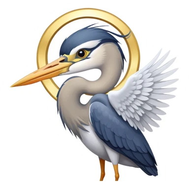 Heron with halo sticker