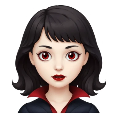A vampire with big wavy dark hair and short bangs sticker