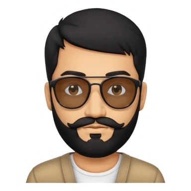 Indian man with  black hair and beard and black sunglasses sticker