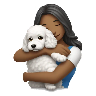 Long hair woman hugging her bichon puppy sticker