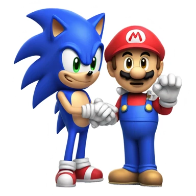 Sonic and mario high five sticker