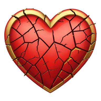 Make a red heart with cracks in it. Make the cracks filled with gold sticker