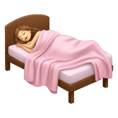 White girl with brown hair sleeping with pink blanket and pillow sticker