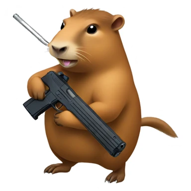 Capybara with a gun sticker