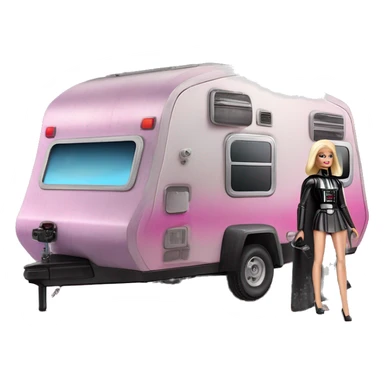 Darth Vader and Barbie’s expensive but very dusty old disturbing disgusting ghostly very haunted horror dream camper  sticker
