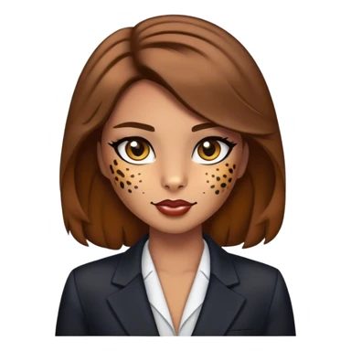 Female leopard with make up and blazer brown hair   sticker