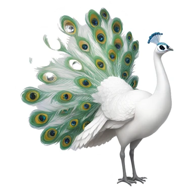 White peacock with a bow sticker