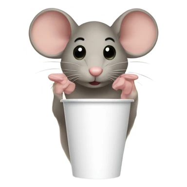 Mouse drinking from a paper cup sticker