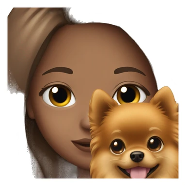 Young tanned girl with Pomeranian sticker
