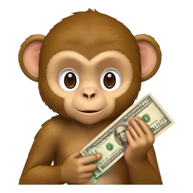 monkey holding money on sholdure sticker