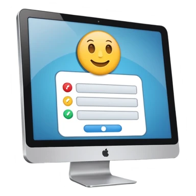 combination of a computer with a questionnaire  sticker