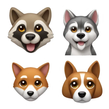raccoon fox and beagle sticker