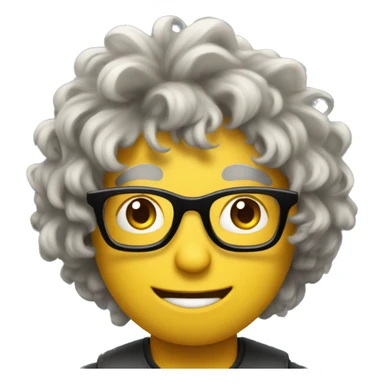 Crazy student with wavy hair and glasses looking at people in a weird way sticker