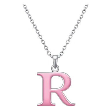 Pink necklace with a sliver letter r charm sticker