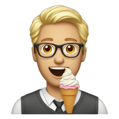 Blonde Man glasses eats icecream sticker