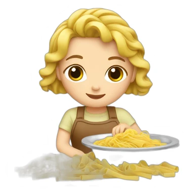 Italian girl making pasta sticker