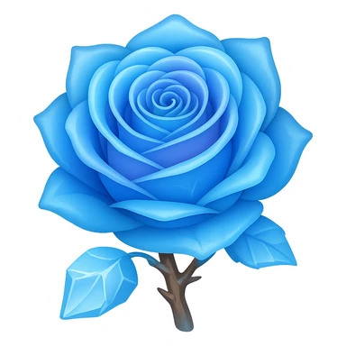 Create an emoji style image of a rose made of ice with a gradient color effect and no background. Maintain the emoji style look with smooth gradient colors transitioning on the petals and icy texture. sticker
