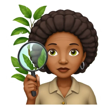 an old black woman with jungle and magnifying glass sticker