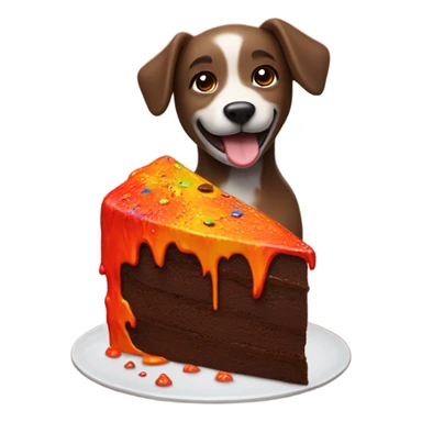 DOG EATING VOLCANO sticker