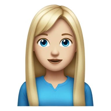 Realistic, white girl with long blonde hair and bangs and blue eyes ￼ sticker