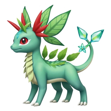 Shaymin-Vaporeon-Sceptile-Flygon-Meloetta-Pokémon-Fakémon-fusion, full body sticker