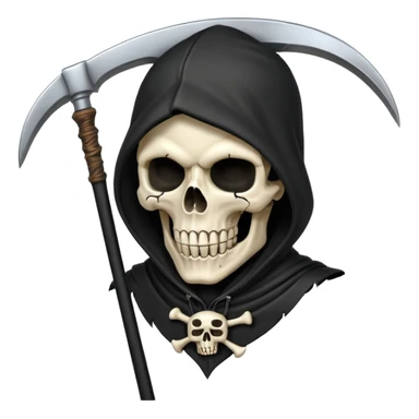 zoomed black hood skull scythe sticker