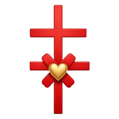 Two red  hearts connected by one simple gold cross  sticker