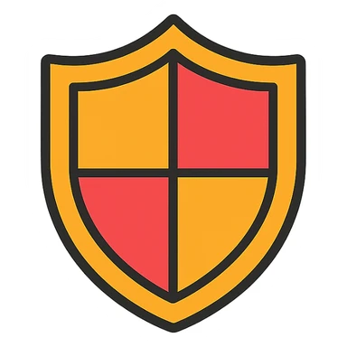 shield icon, lineal color icon with black outlines, minimalistic, no text sticker