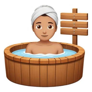 person relaxing in wooden hot tub sticker