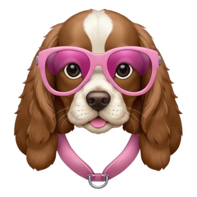 English cocker spaniel with pink sunglasses sticker