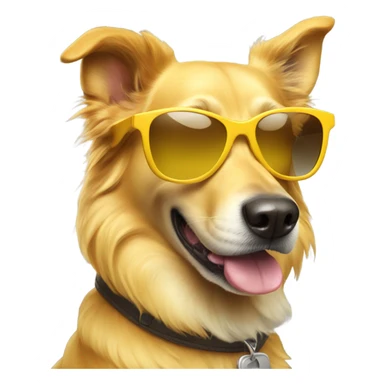 Yellow dog wearing sunglasses  sticker
