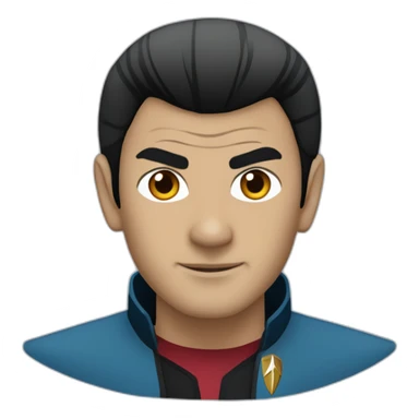 Sri Lankan Spock from Star Trek, short spiky hair, pointy ears, blue jacket sticker