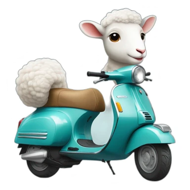 Un mouton qui roule sur une Vespa sticker