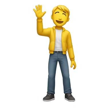 Yellow man (full body) (reaching arm up) (side view) sticker