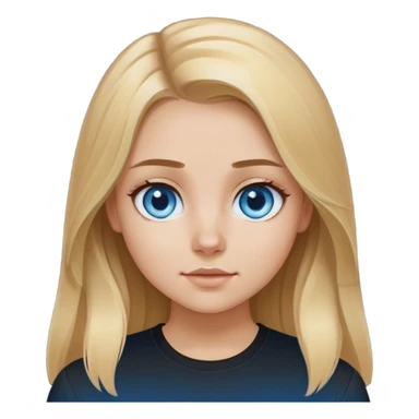 blonde polish girl, long brown to blonde ombré hair, blue eyes, black shirt  sticker