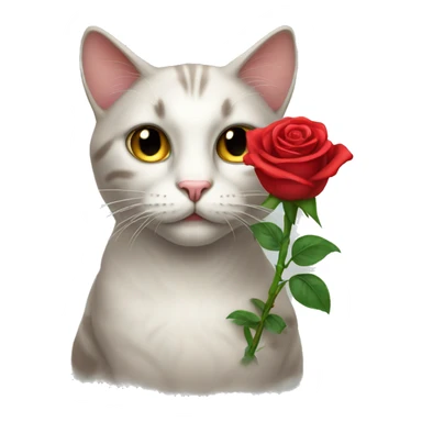 cat with rose sticker