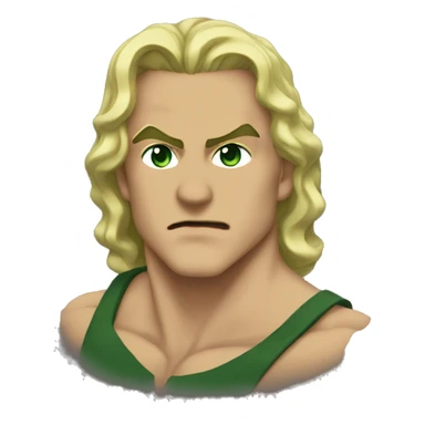 Dio Brando , blonde , amber eyes , dark green lips , muscle body sticker