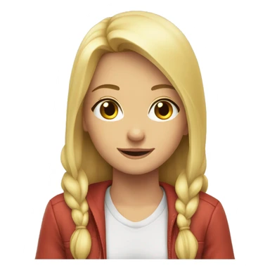 A blond girl sit on a cair sticker