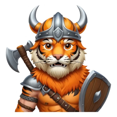 Tiger viking with helmet and axe sticker