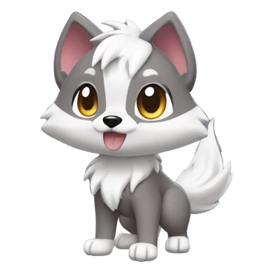 Kawaii Cool Chibi Poochyena-Rocruff-Lycanroc-Pokémon Full Body Detailed High Quality sticker